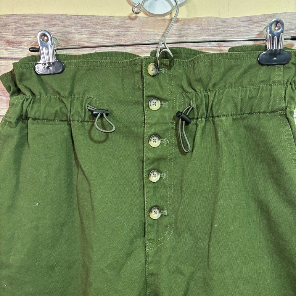 Urban Outfitters army green straight leg paper bag pants Size Small H3 - Picture 2 of 8
